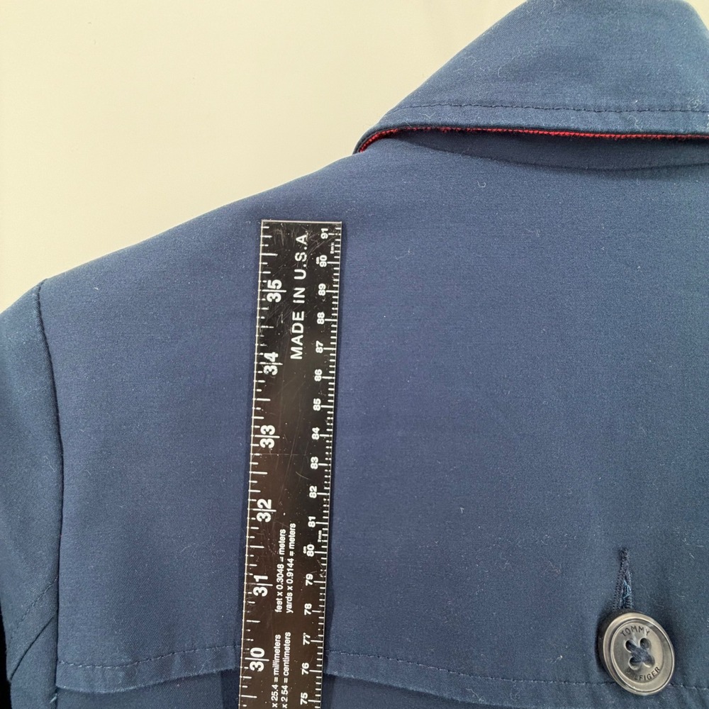 Tommy Hilfiger Navy Double Breasted‎ Trench Coat Belted Size S/P - Picture 10 of 14